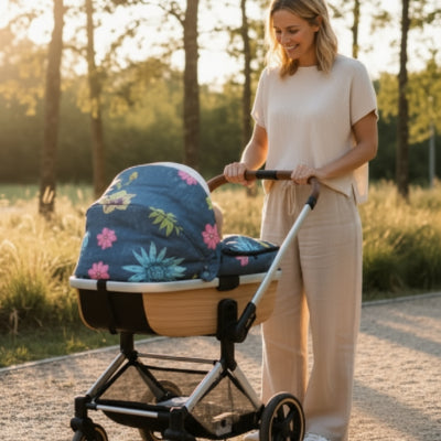 Chancelière-pour-poussette-bleu-fleurs