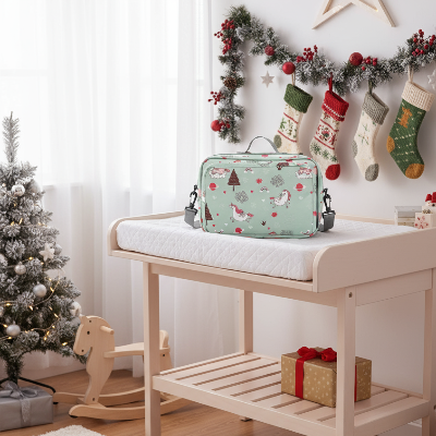 sac-a-langer-vert-motif-hiver Ambiance chambre de bebe Noël