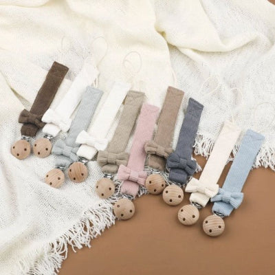 Attache tétine en coton et bois couleurs élégantes