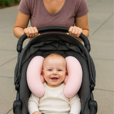 Cale tete bebe Rose et bébé souriant