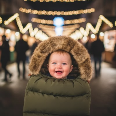 chancelière vert olive Bébé au marché de Noël