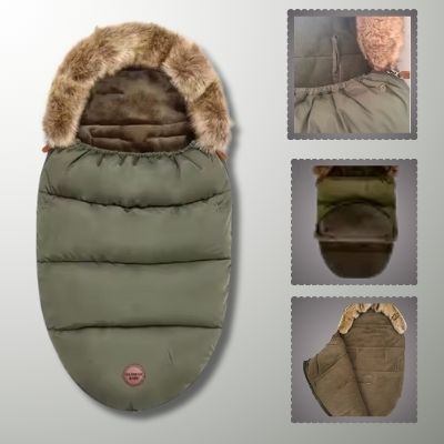 chanceliere-dearestbaby-vert-olive-doublure-polaire-fourrure