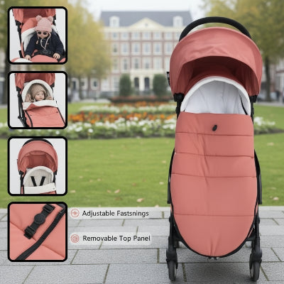 Chancelière-poussette-rose-avec-bébé-enfant-dans-parc