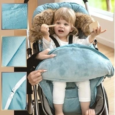 Chancelière-poussette-Turquoise-imperméable-polaire-fermeture-glissière