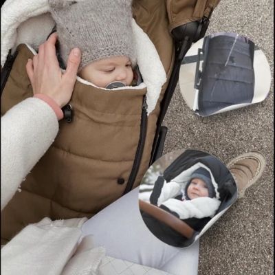chanceliere-poussette-brun-impermeable-bebe-tuque-tricot