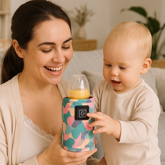 Chauffe-biberon portable maman souriante bébé