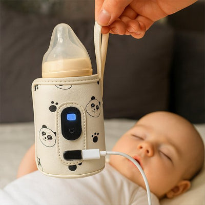 chauffe biberon nomade motif pandas beige