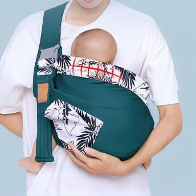 Écharpe de portage vert motif tropical enveloppe bébé en sécurité