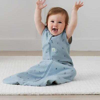 gigoteuse cygones étoiles bleu bébé souriant les mains en l'air