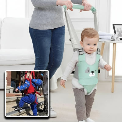 Harnais-pour-bebe-vert-bretelles-grises-pantalon-brun