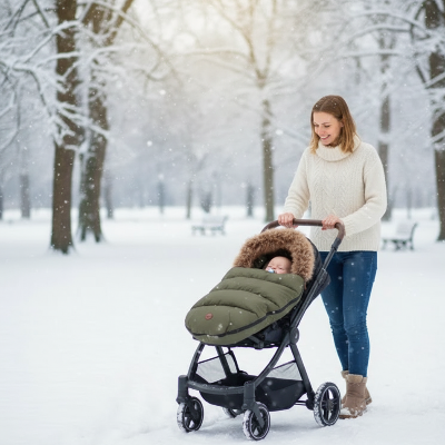 Maman et bébé en hiver