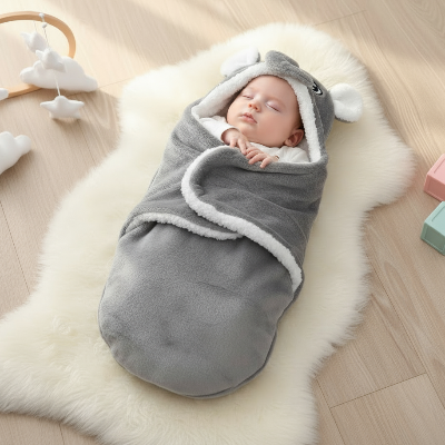 Nid d'ange bébé gris motif éléphant bébé endormi