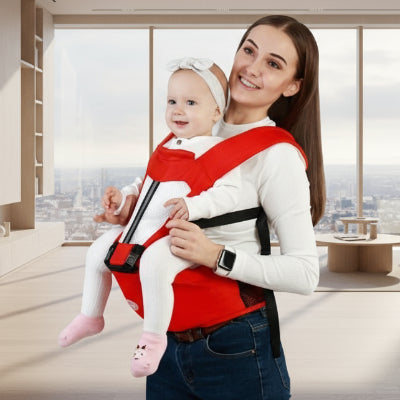 porte-bébé-rouge-maman-fillette-sourire-bandeau-papillon-blanc