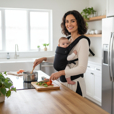 Porte-bébé pratique et sécuritaire en cuisine