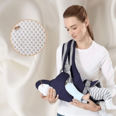 porte-bebe-physiologique-bleu-fonce-nouveau-ne-tissu-respirant-bretelles-bleues-grises