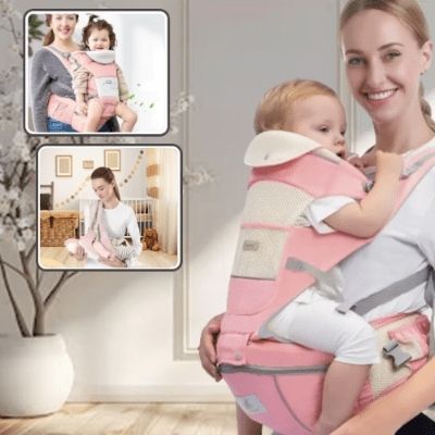 porte-bebe-physiologique-rose-adaptable-nouveau-ne-bebe-sourire