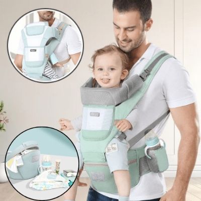 porte-bebe-physiologique-vert-spacieux-couches-biberons-lingettes