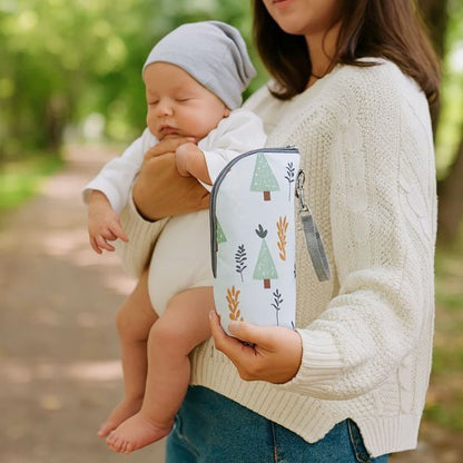 porte_biberon_isotherme_dans main maman avec bébé dans un parc
