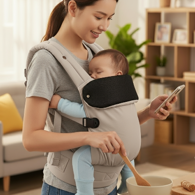 porte bébé gris Utilisation quotidienne à la maison