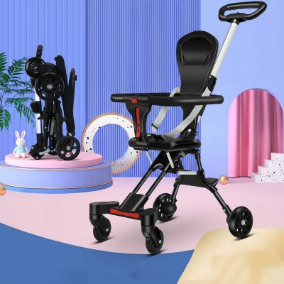 Poussette-pliable-poussette-ouverte-quatre-roues-bande-rouge