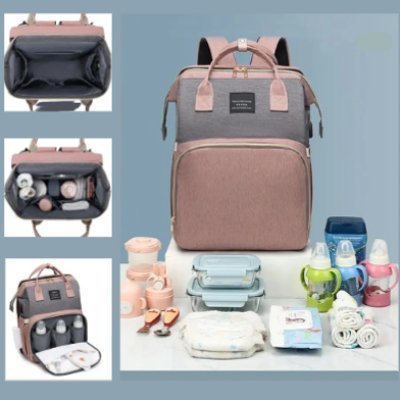 Sac-à-dos-à-langer-rose-biberons-couches-lingettes
