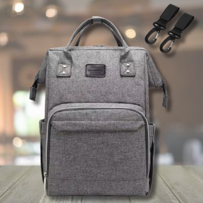 Sac-à-langer-à-dos-gris-attaches-poussette-bandoulière