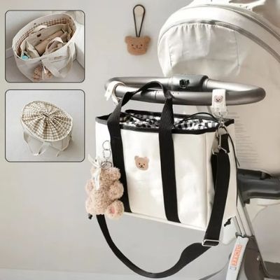 sac-a-langer-poussette-ours-brun-tissu-damier