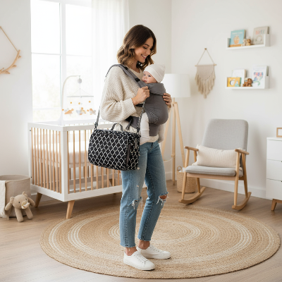 sac a langer losange lifestyle avec maman